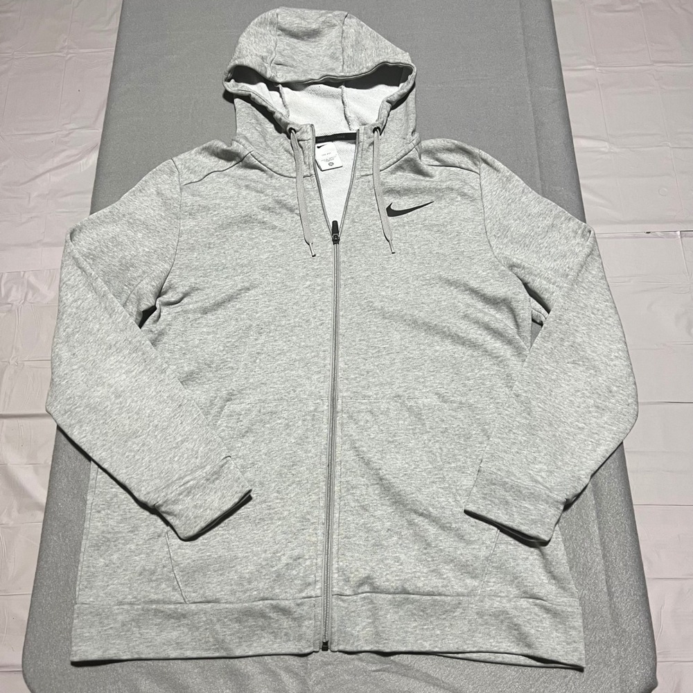 Nike Dri-FIT Mens Full Zip Hoodie Heather Grey Large CZ6376-063 Sweatshirt